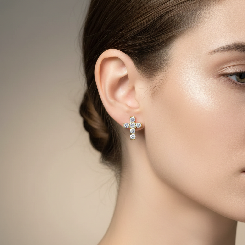 Delivered- Cross Stud Earrings