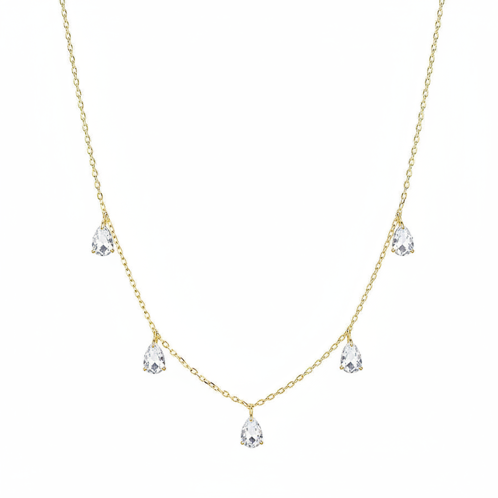 Living Water-  Layering Water Drop Crystal Necklace