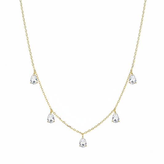 Living Water-  Layering Water Drop Crystal Necklace